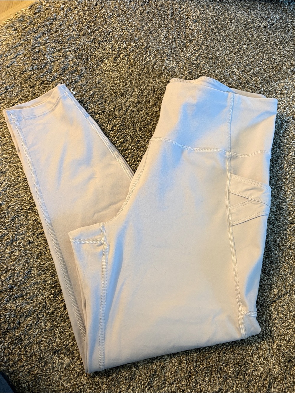 Apana Light Beige High-Waist Leggings with Side Pocket